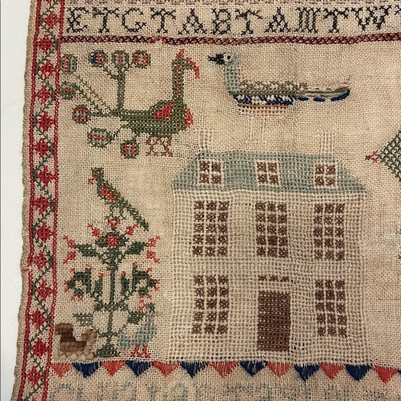Charming Embroidered Alphabet Sampler 1861 - Picture 3 of 5